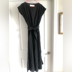 notPERFECTLINEN linen maxi dress ADELAIDE in Deepest Black / size S Small
